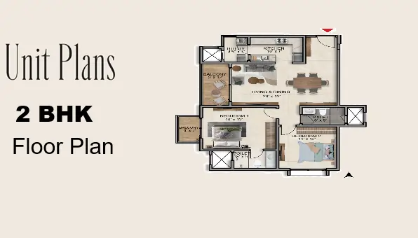 Sattva Amritya 2 BHK Floor Plan
