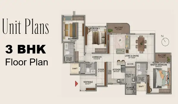 Sattva Amritya 3 BHK Floor Plan